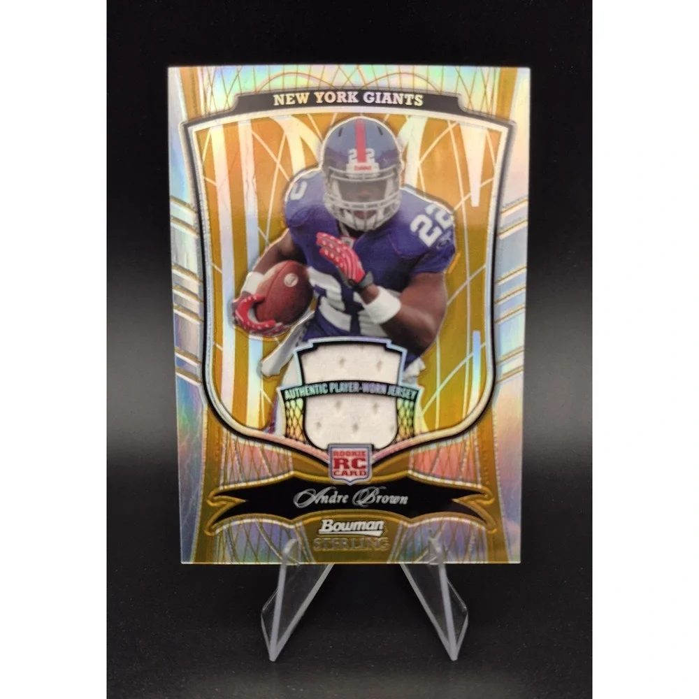 2009 Bowman Sterling Andre Brown #173 Gold Refractor Game Worn Jersey /25 (RC)